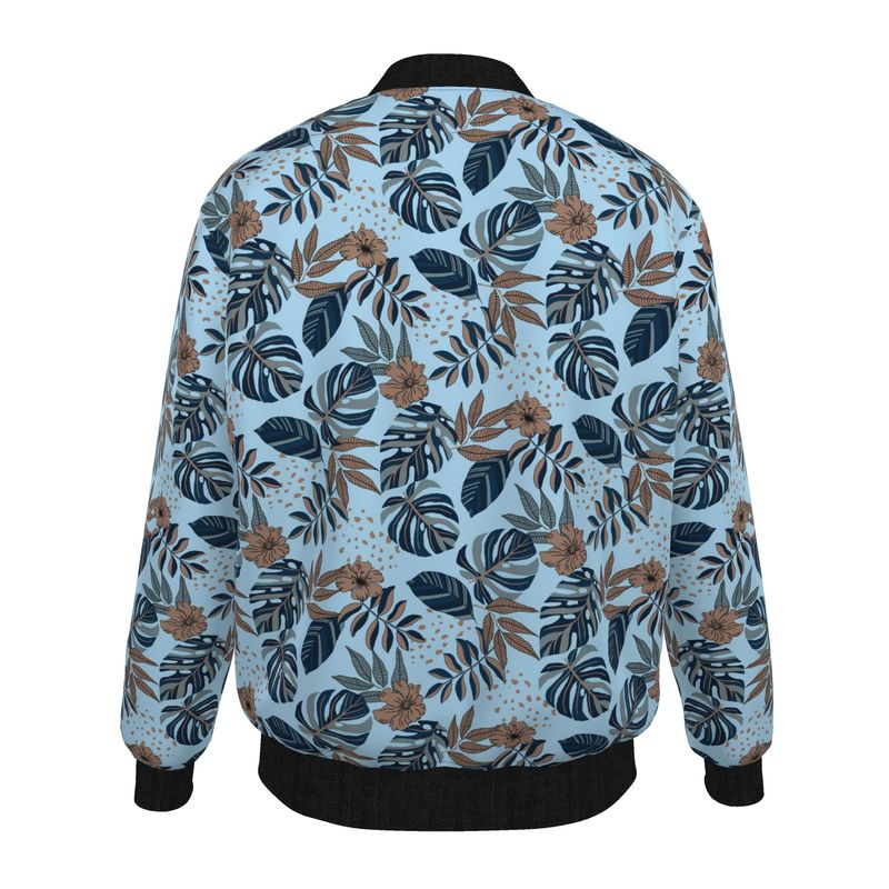 Men's Bomber Jacket - Midnight Monstera - Blue Mist