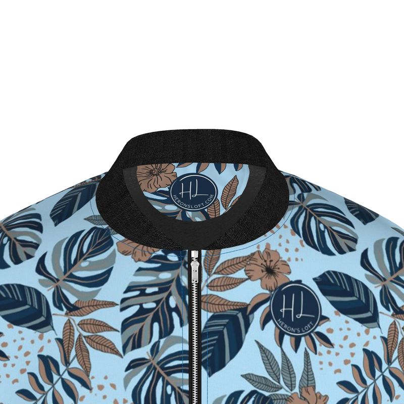 Men's Bomber Jacket - Midnight Monstera - Blue Mist
