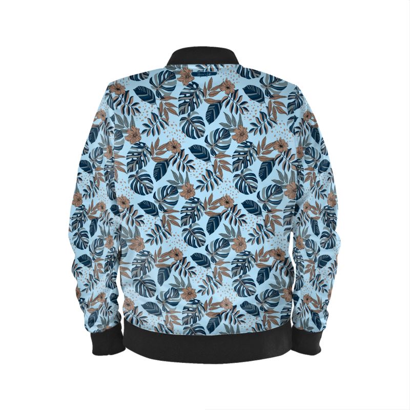 Men's Bomber Jacket - Midnight Monstera - Sky Blue