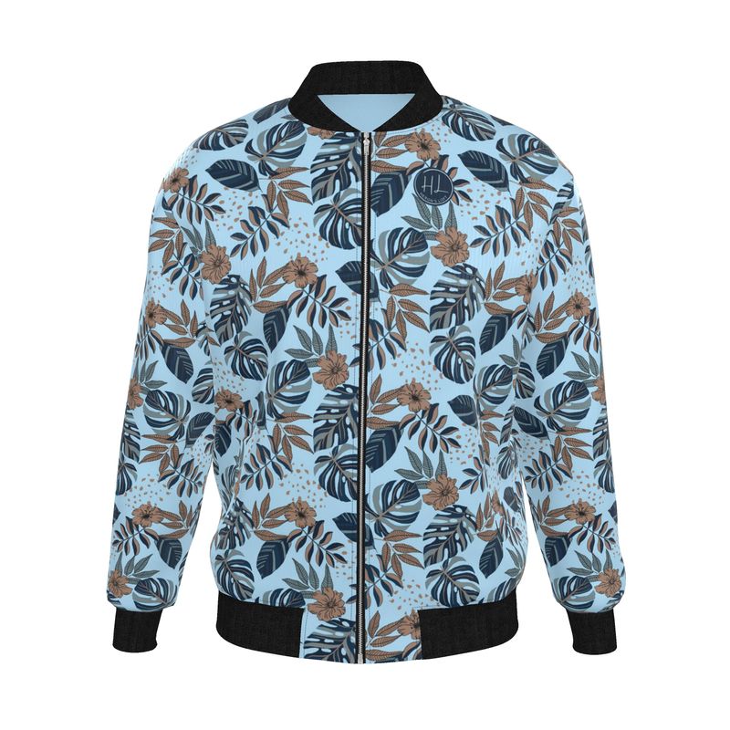 Men's Reversible Bomber Jacket - Midnight Monstera - Blue Mist