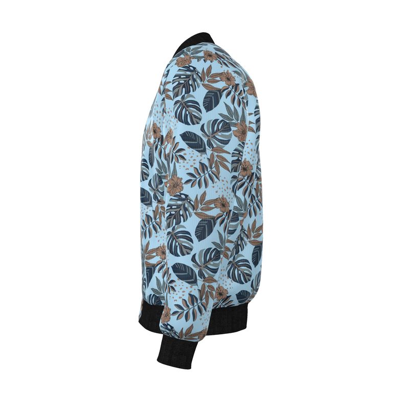 Men's Reversible Bomber Jacket - Midnight Monstera - Blue Mist