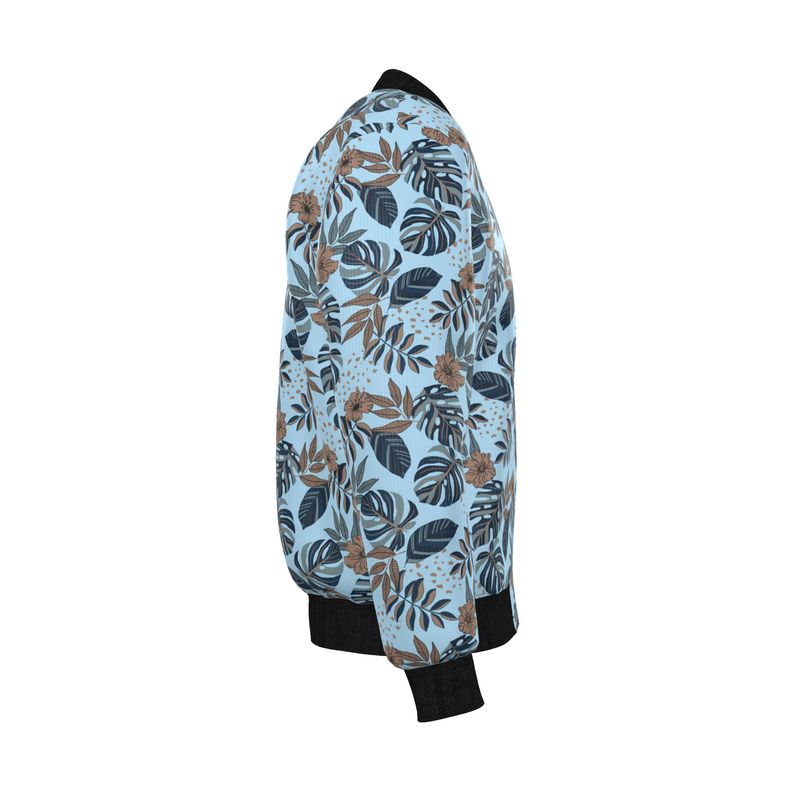 Men's Reversible Bomber Jacket - Midnight Monstera - Blue Mist