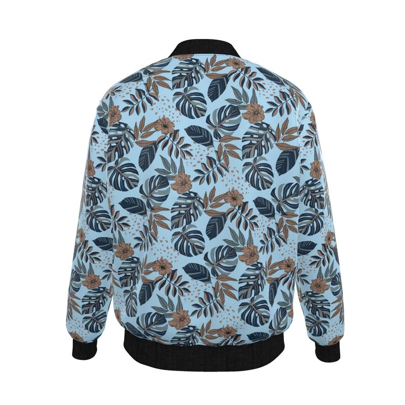 Men's Reversible Bomber Jacket - Midnight Monstera - Blue Mist