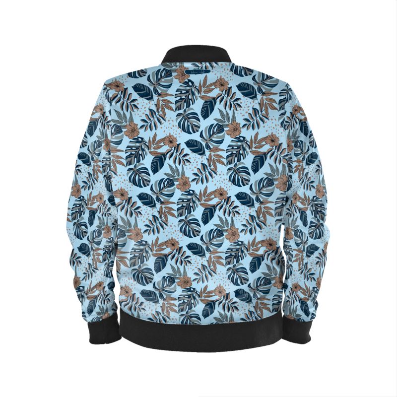 Men's Reversible Bomber Jacket - Midnight Monstera - Sky Blue