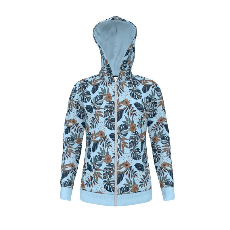 Men's Hoodie - Midnight Monstera - Sky Blue