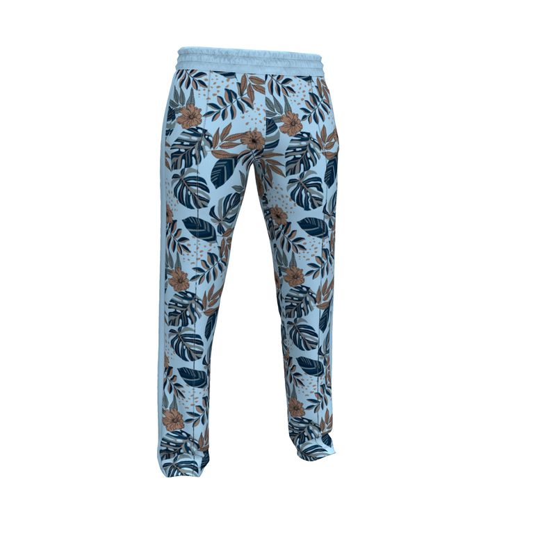 Men's Track Pants - Midnight Monstera - Sky Blue