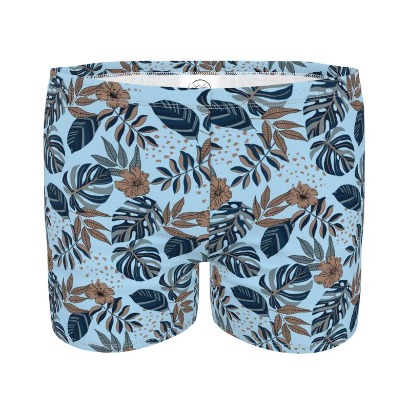 Men's Swim Trunks - Midnight Monstera - Sky Blue