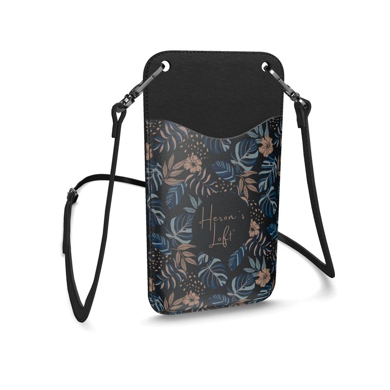 Phone Holder - Nappa Leather - Midnight Monstera