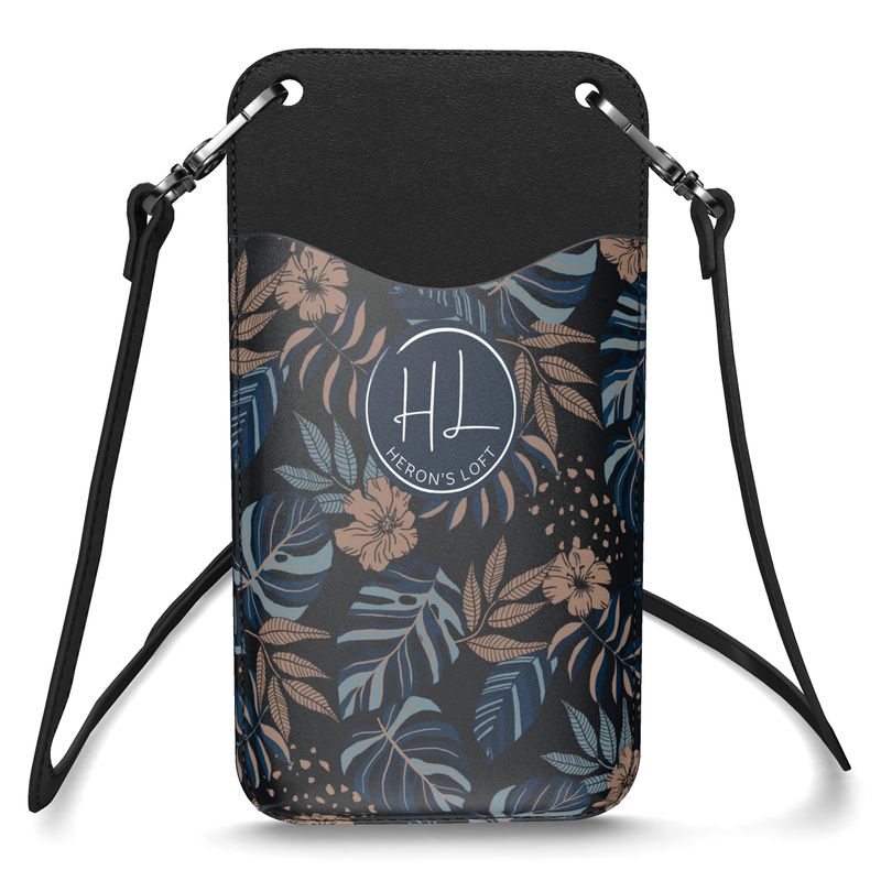 Phone Holder - Nappa Leather - Midnight Monstera