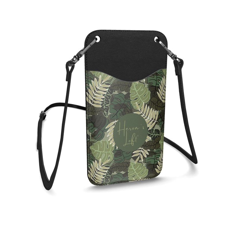 Phone Holder - Nappa Leather - Camo Leaves
