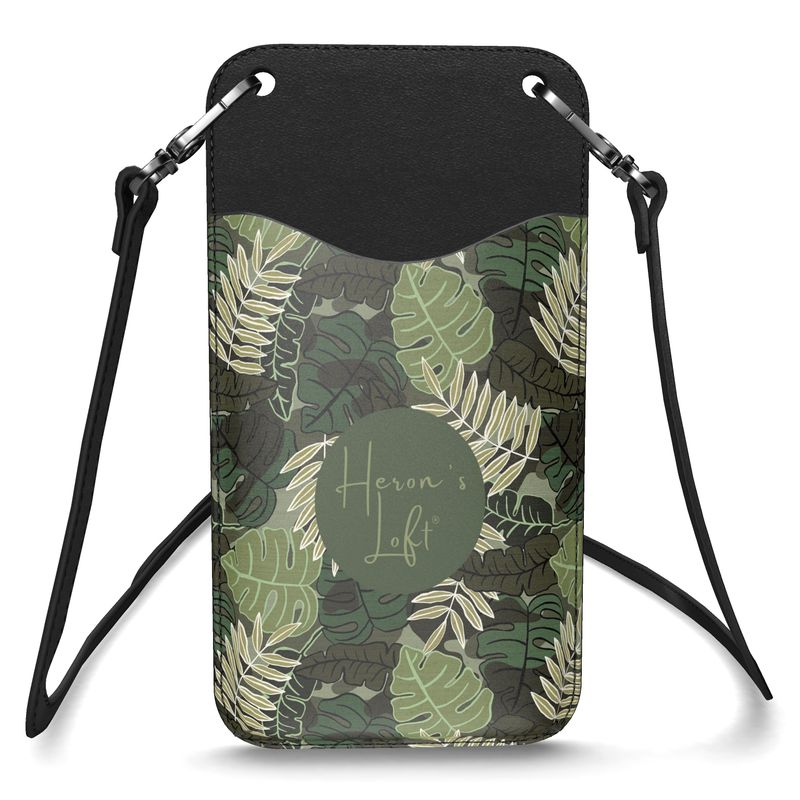 Phone Holder - Nappa Leather - Camo Leaves