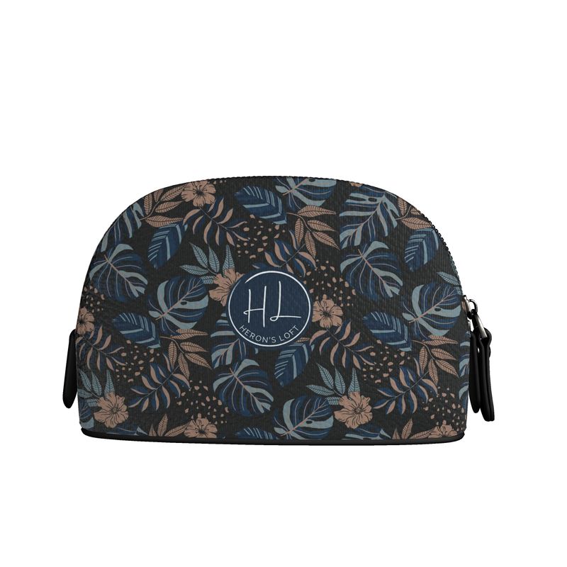 Cosmetics Bag - Small - Nappa Leather - Midnight Monstera