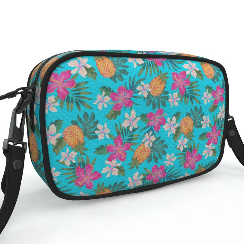 Camera Bag - Nappa Leather - Pineapple Paradise - Tropical Blue