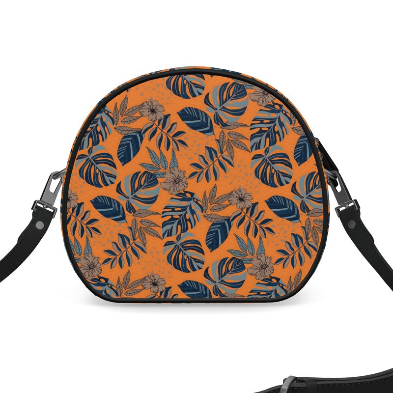 Gumdrop Bag - Nappa Leather - Midnight Monstera - Cadmium Orange