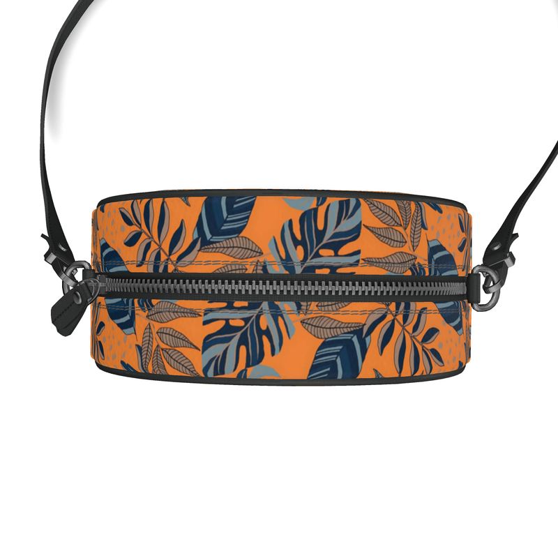 Gumdrop Bag - Nappa Leather - Midnight Monstera - Cadmium Orange