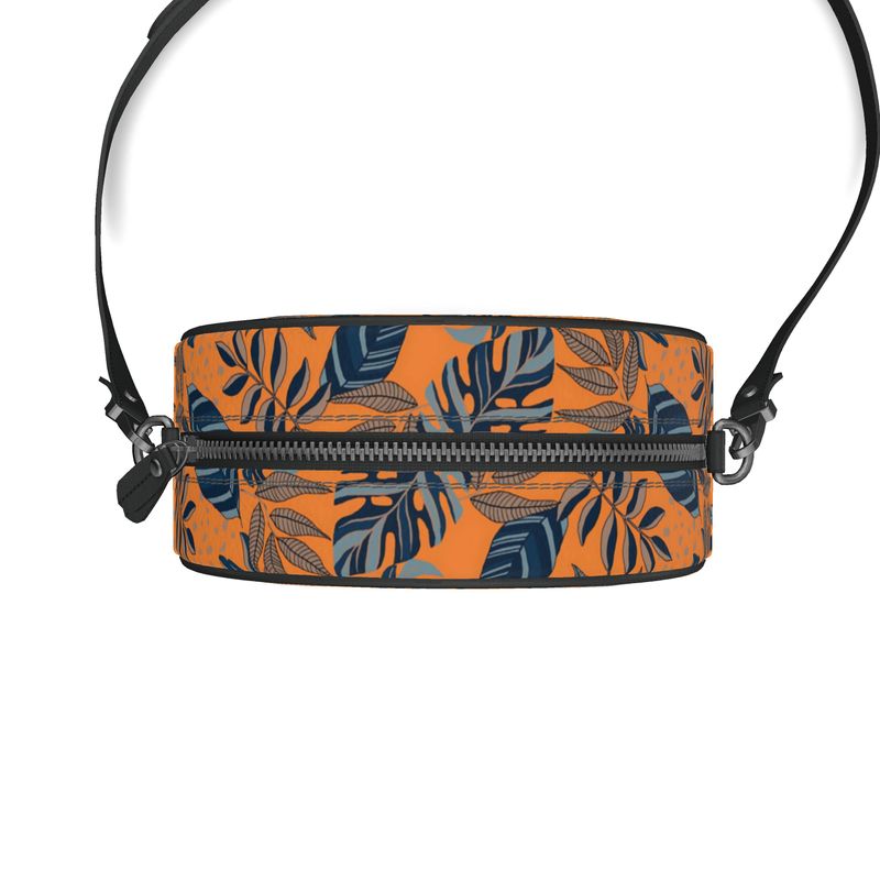 Gumdrop Bag - Nappa Leather - Midnight Monstera - Cadmium Orange