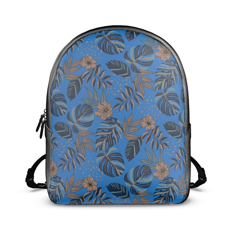 Backpack - Nappa Leather - Midnight Monstera - Azure Blue