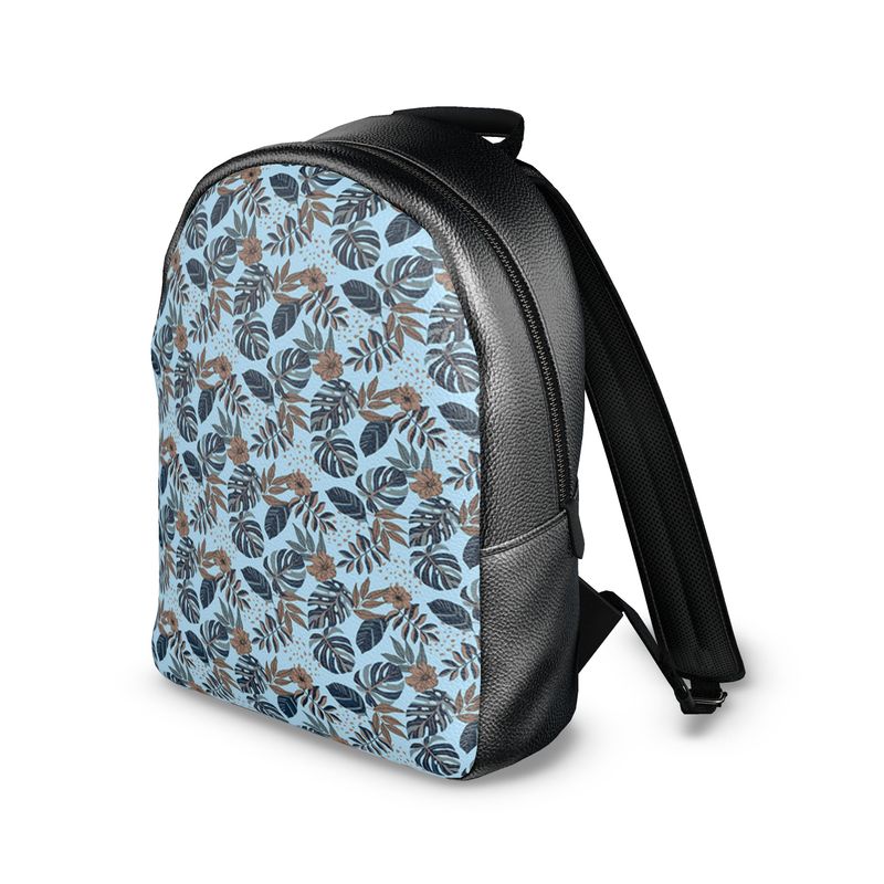Backpack - Nappa Leather - Midnight Monstera - Sky Blue