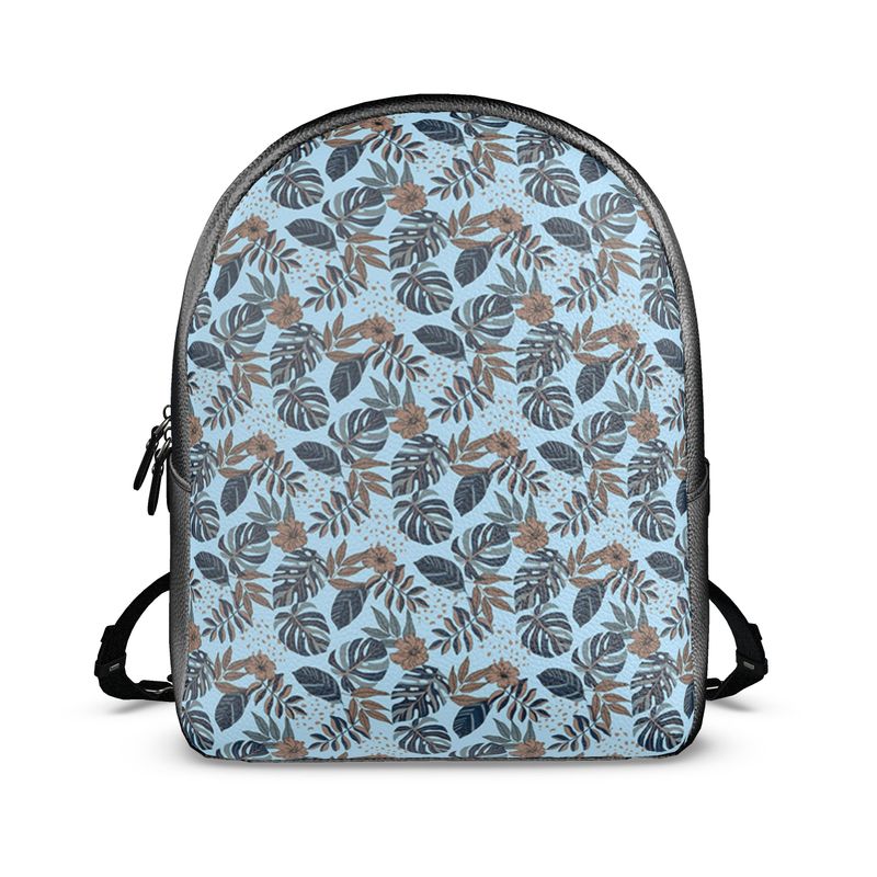 Backpack - Nappa Leather - Midnight Monstera - Sky Blue