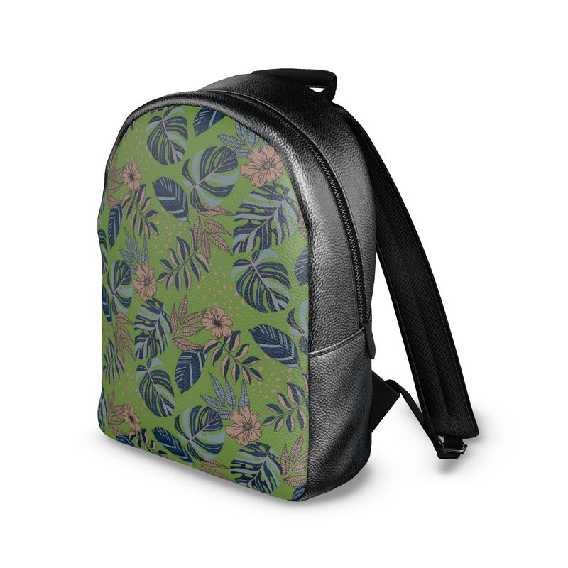 Backpack - Nappa Leather - Midnight Monstera - Olive Green