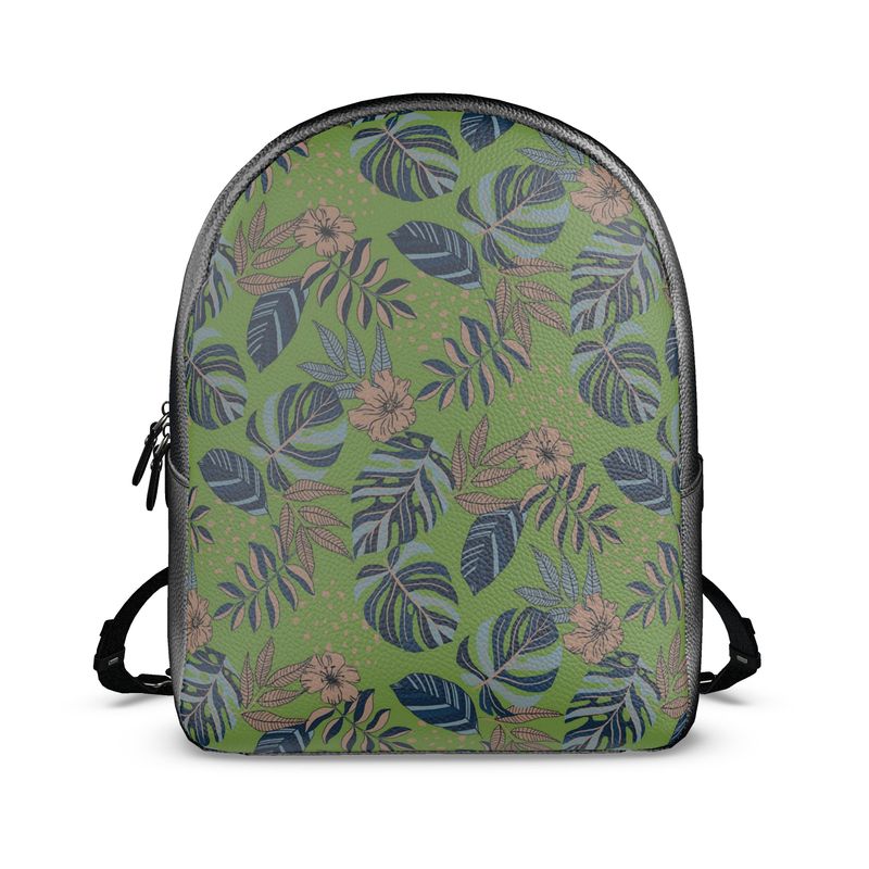 Backpack - Nappa Leather - Midnight Monstera - Olive Green