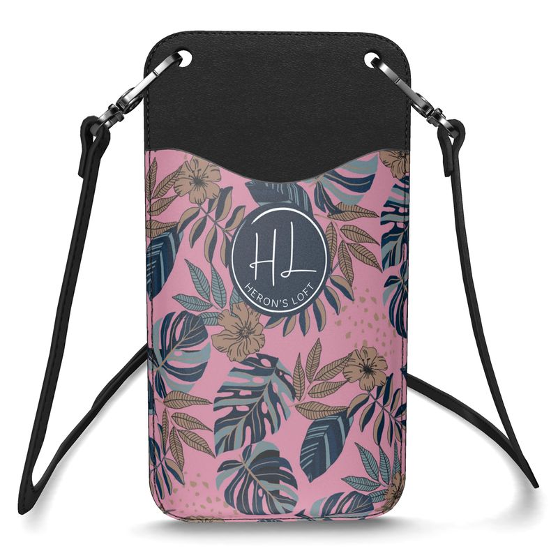 Phone Holder - Nappa Leather - Midnight Monstera - Lunaria Rose