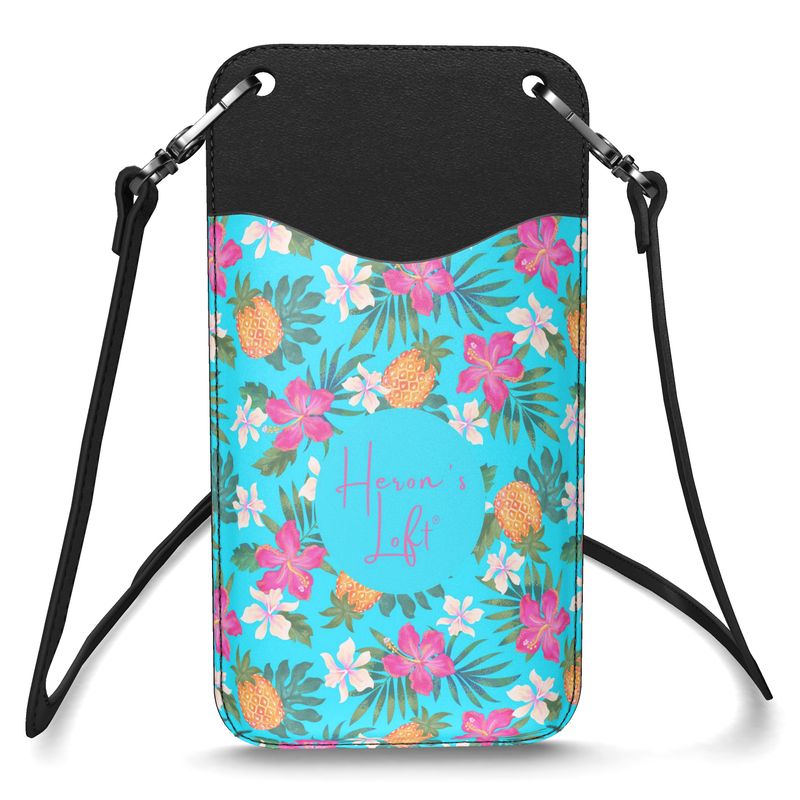 Phone Holder - Nappa Leather - Pineapple Paradise - Tropical Blue