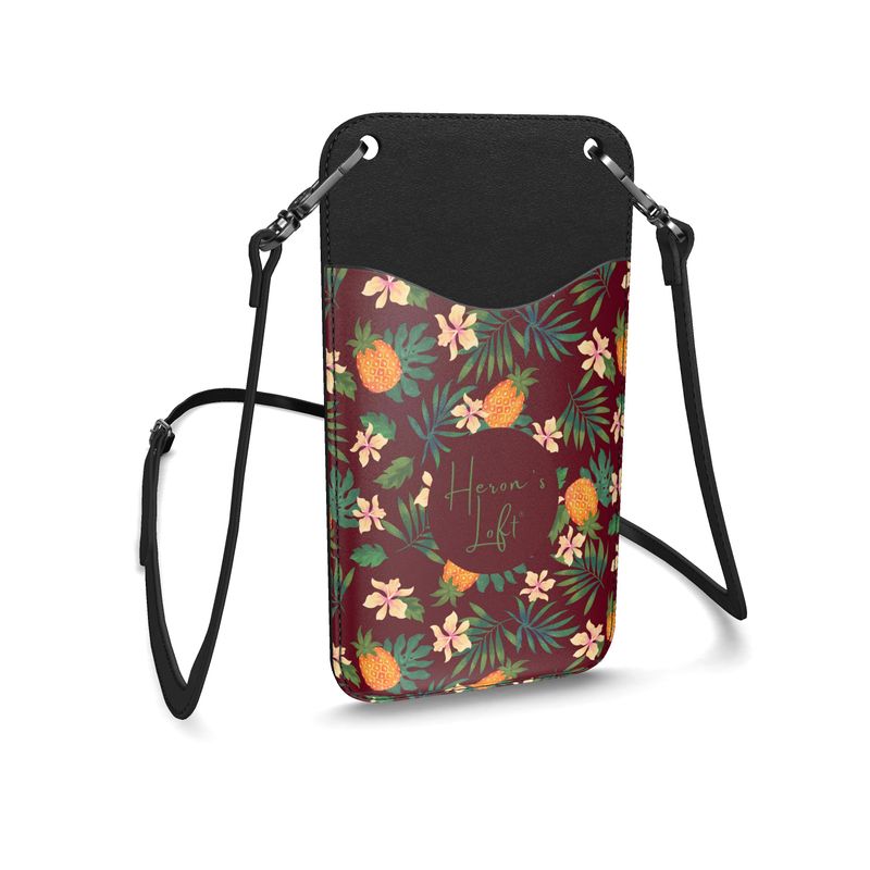 Phone Holder - Nappa Leather - Pineapple Paradise - Burgundy