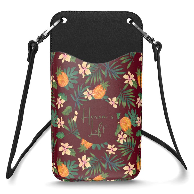Phone Holder - Nappa Leather - Pineapple Paradise - Burgundy