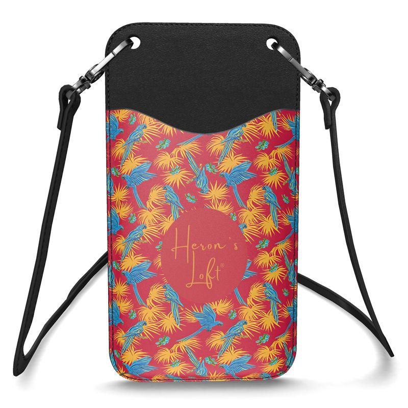 Phone Holder - Nappa Leather - Tropical Macaw - Raspberry Red