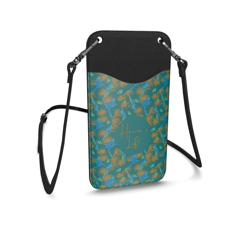 Phone Holder - Nappa Leather - Tropical Macaw - Seafoam Green