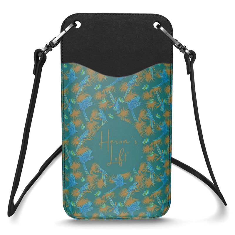 Phone Holder - Nappa Leather - Tropical Macaw - Seafoam Green