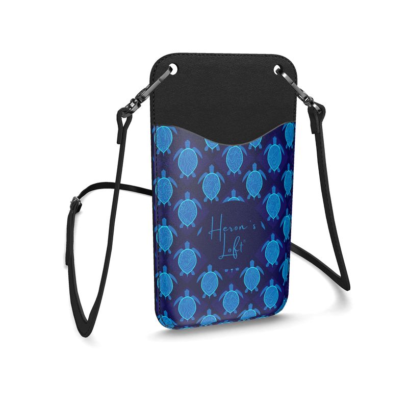 Phone Holder - Nappa Leather - Topo Turtles - Blue