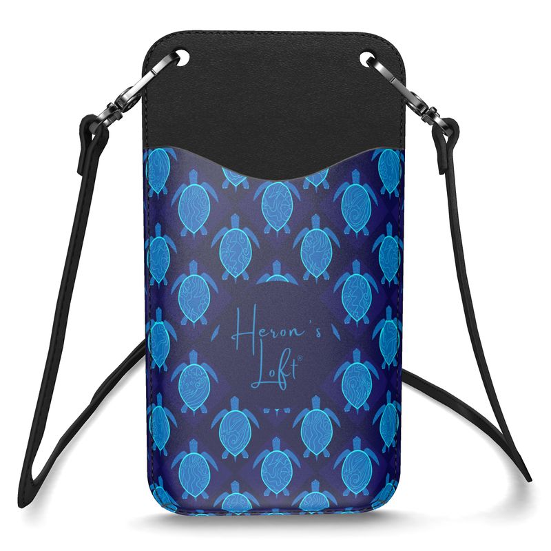 Phone Holder - Nappa Leather - Topo Turtles - Blue