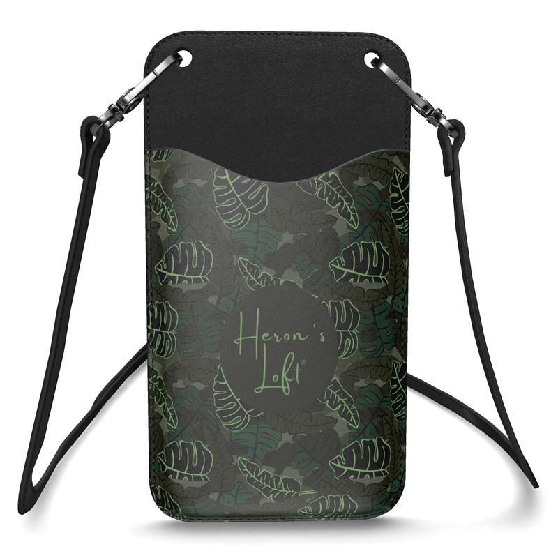 Phone Holder - Nappa Leather - Camo Leaves - Dark