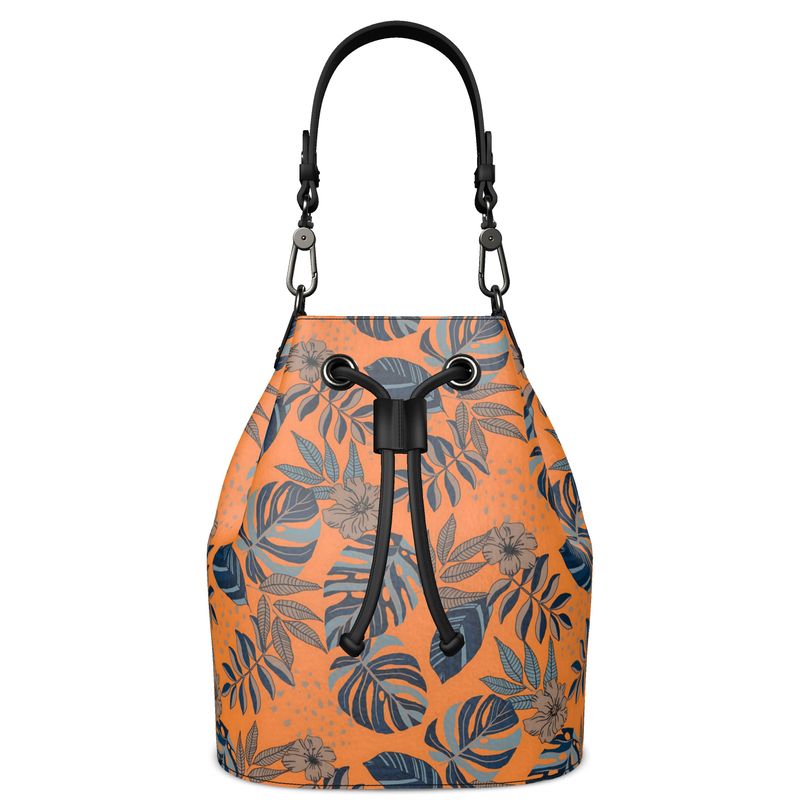 Gallery Bag - Nappa Leather - Midnight Monstera - Cadmium Orange
