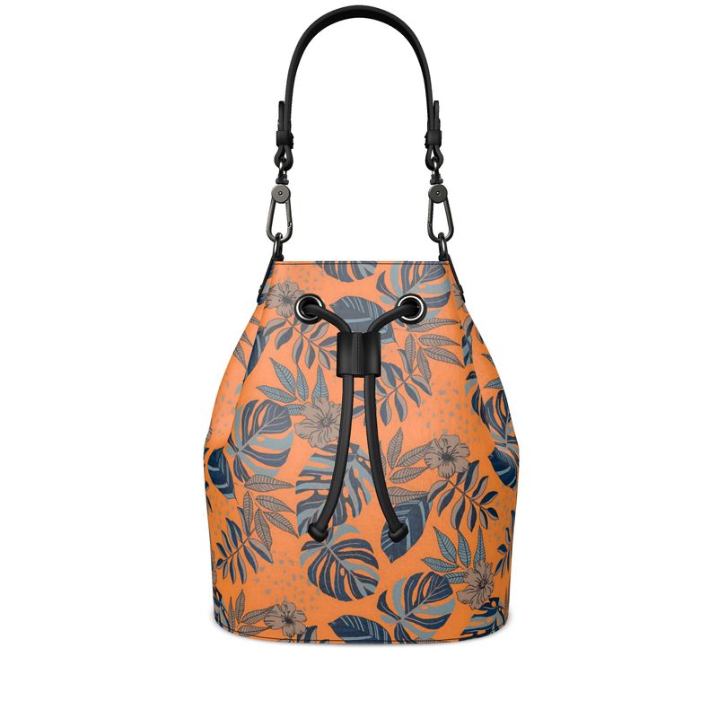 Gallery Bag - Nappa Leather - Midnight Monstera - Cadmium Orange