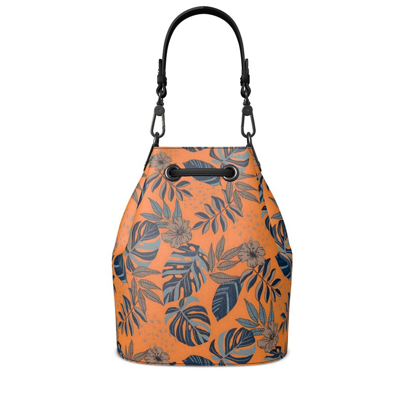 Gallery Bag - Nappa Leather - Midnight Monstera - Cadmium Orange
