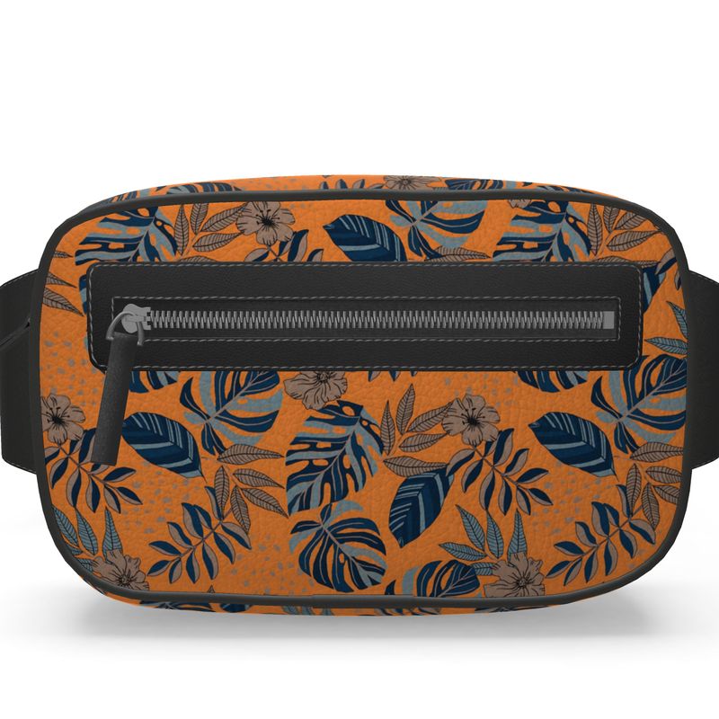 Belt Bag - Nappa Leather - Midnight Monstera - Cadmium Orange