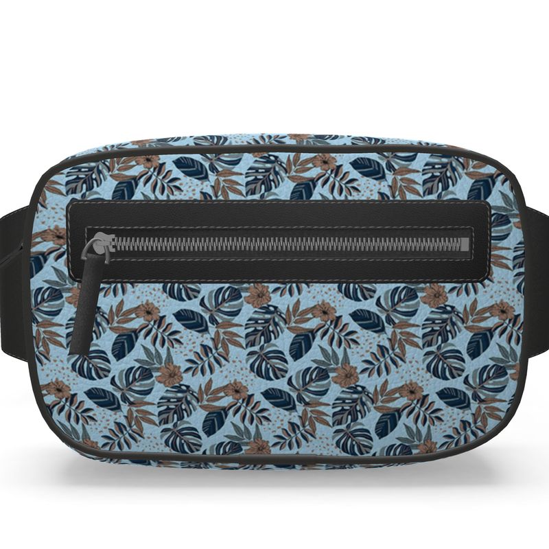 Belt Bag - Nappa Leather - Midnight Monstera - Sky Blue