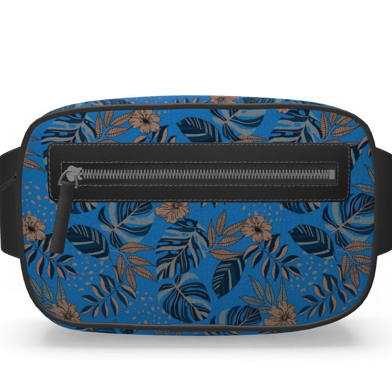 Belt Bag - Nappa Leather - Midnight Monstera - Azure Blue