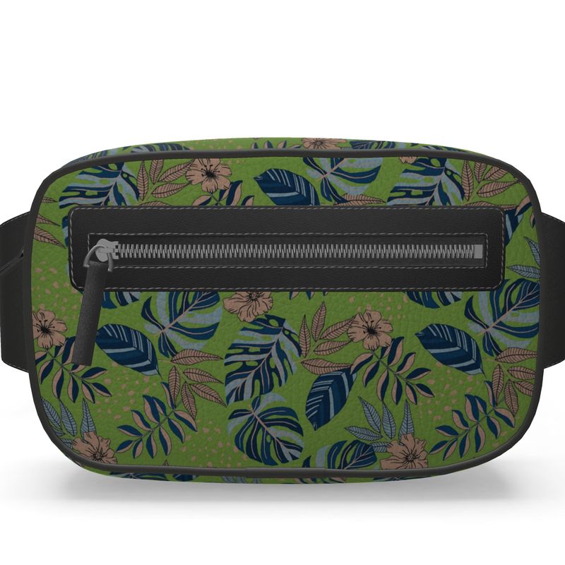 Belt Bag - Nappa Leather - Midnight Monstera - Olive Green