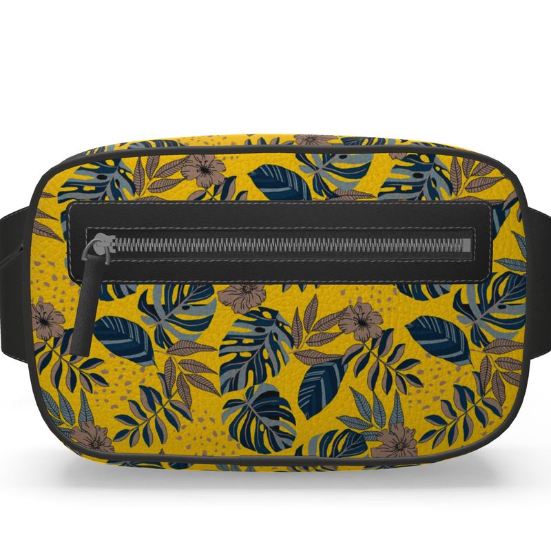 Belt Bag - Nappa Leather - Midnight Monstera - Yellow