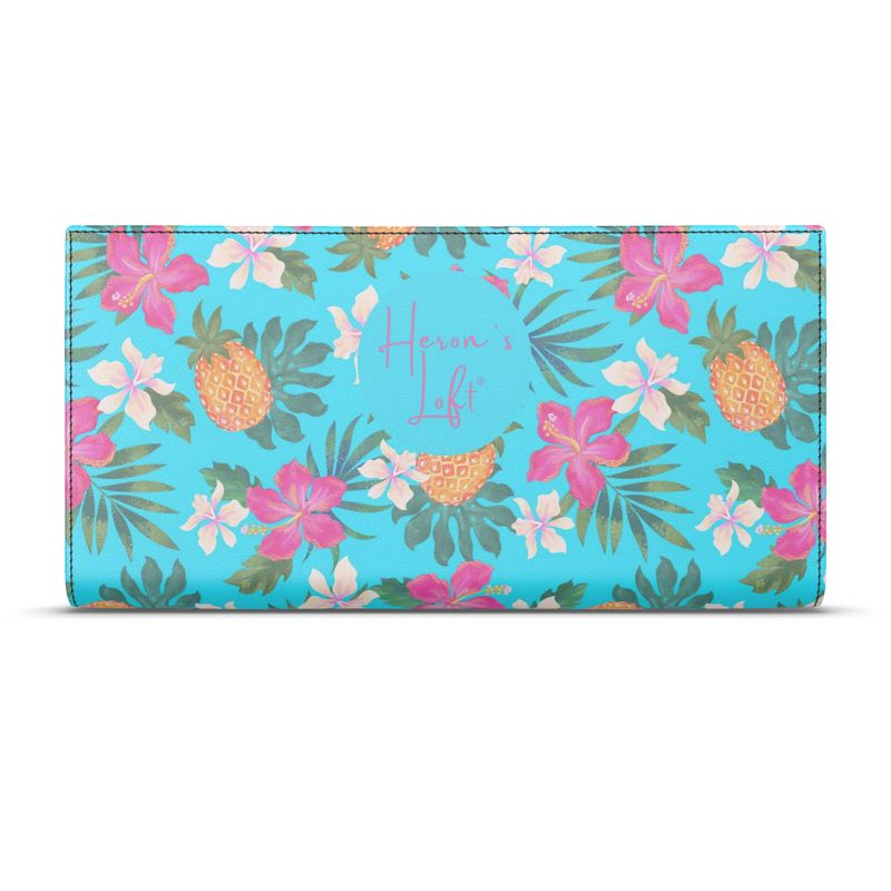 Travel Wallet - Nappa Leather - Pineapple Paradise - Tropical Blue