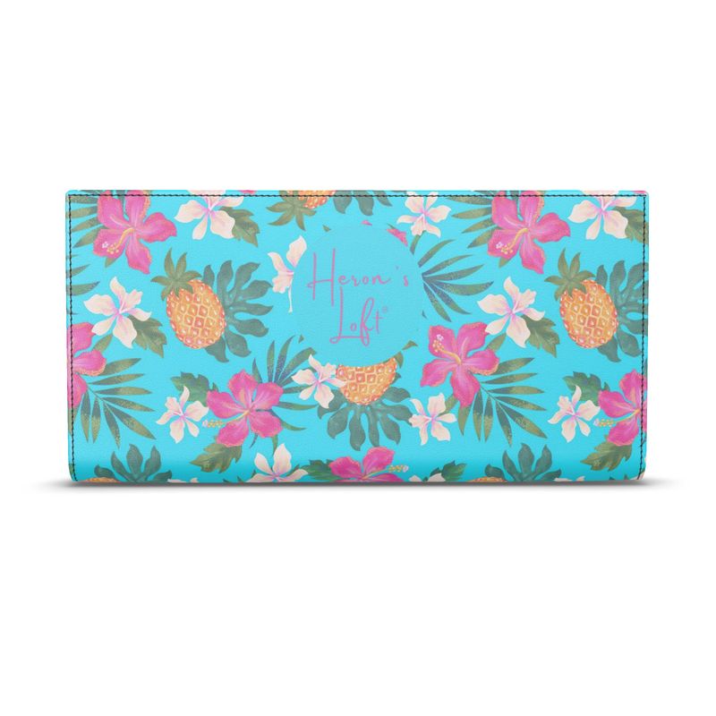 Travel Wallet - Nappa Leather - Pineapple Paradise - Tropical Blue