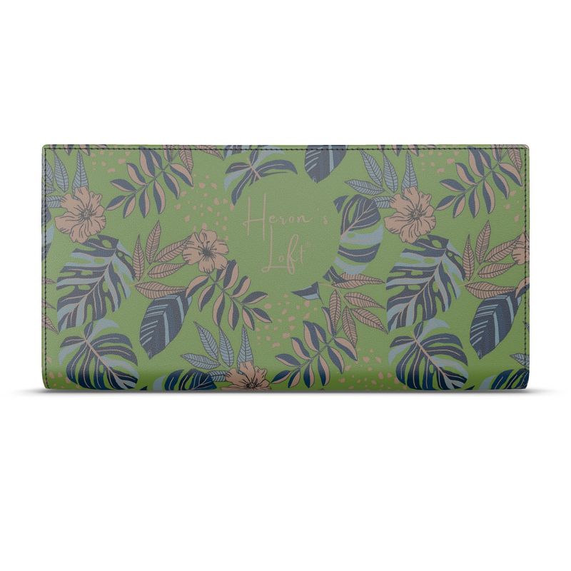 Travel Wallet - Nappa Leather - Midnight Monstera - Olive Green