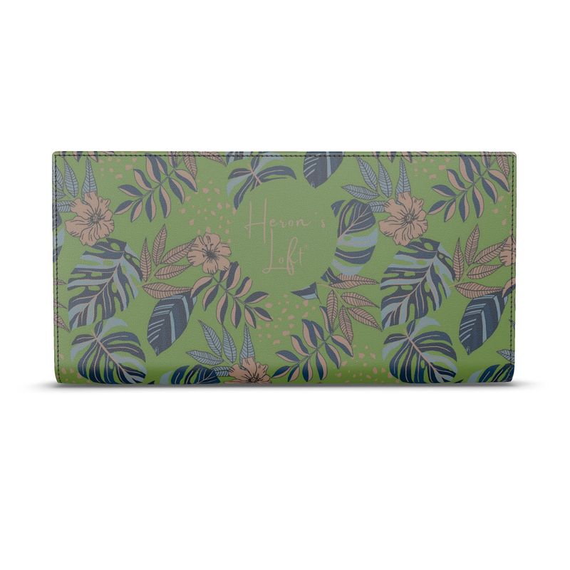 Travel Wallet - Nappa Leather - Midnight Monstera - Olive Green