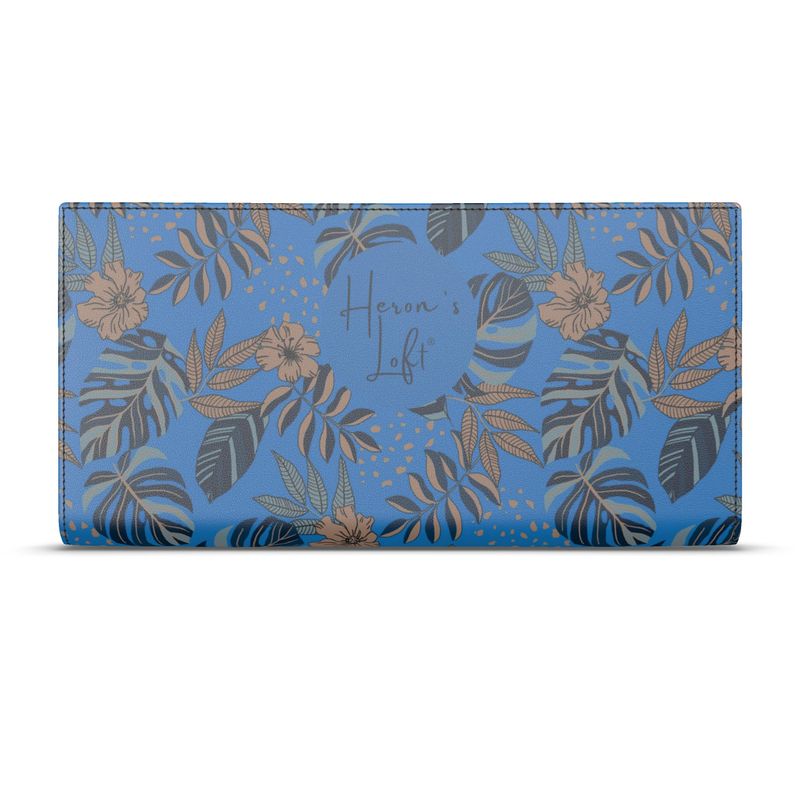 Travel Wallet - Nappa Leather - Midnight Monstera - Azure Blue