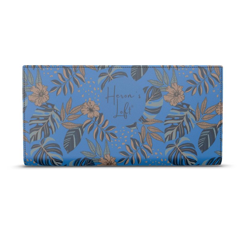 Travel Wallet - Nappa Leather - Midnight Monstera - Azure Blue