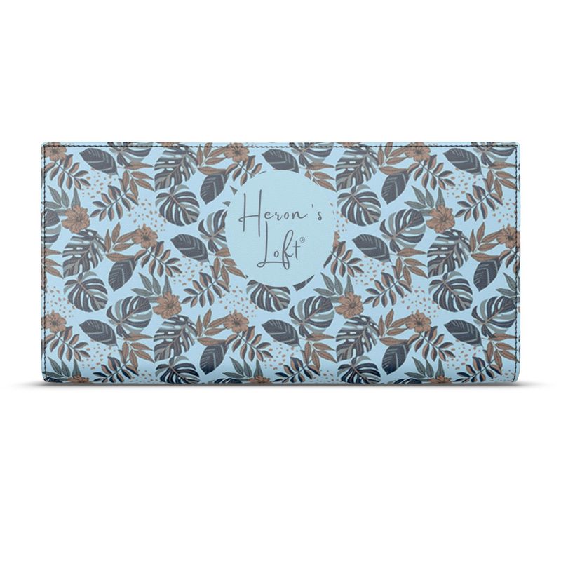 Travel Wallet - Nappa Leather - Midnight Monstera - Sky Blue